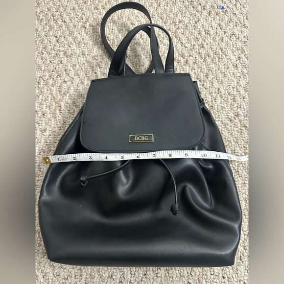 BCBG Black Drawstring Leather Backpack - Picture 3 of 7